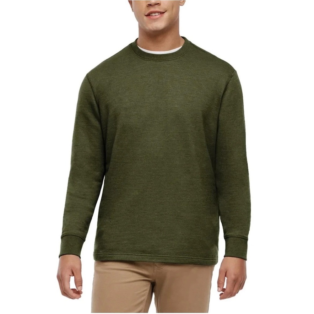 NWT Orvis Mens Olive Green Crewneck Long Sleeve Fleece Sweatshirt Small Pullover